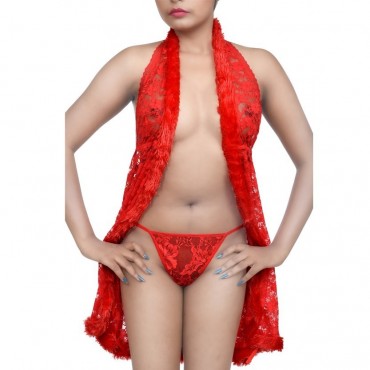 Red Brasso Babydoll With Thong WLBD-010